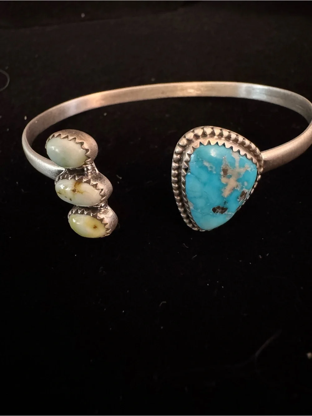Handcrafted Sterling Silver kingman and Paloma Turquoise Cuff Bracelet